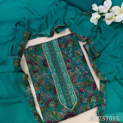 Turquoise blue jam cotton salwar material ag251015-Neidhal