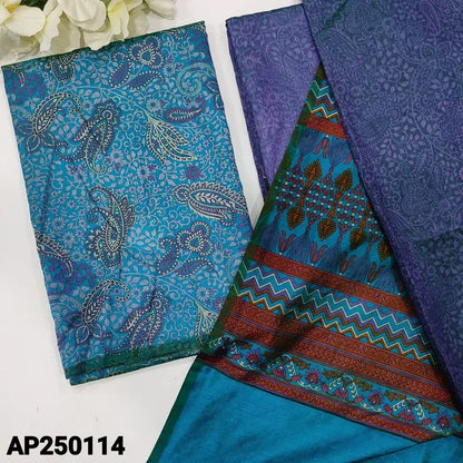 Turquoise blue printed fancy silk salwar material ap250114-Neidhal