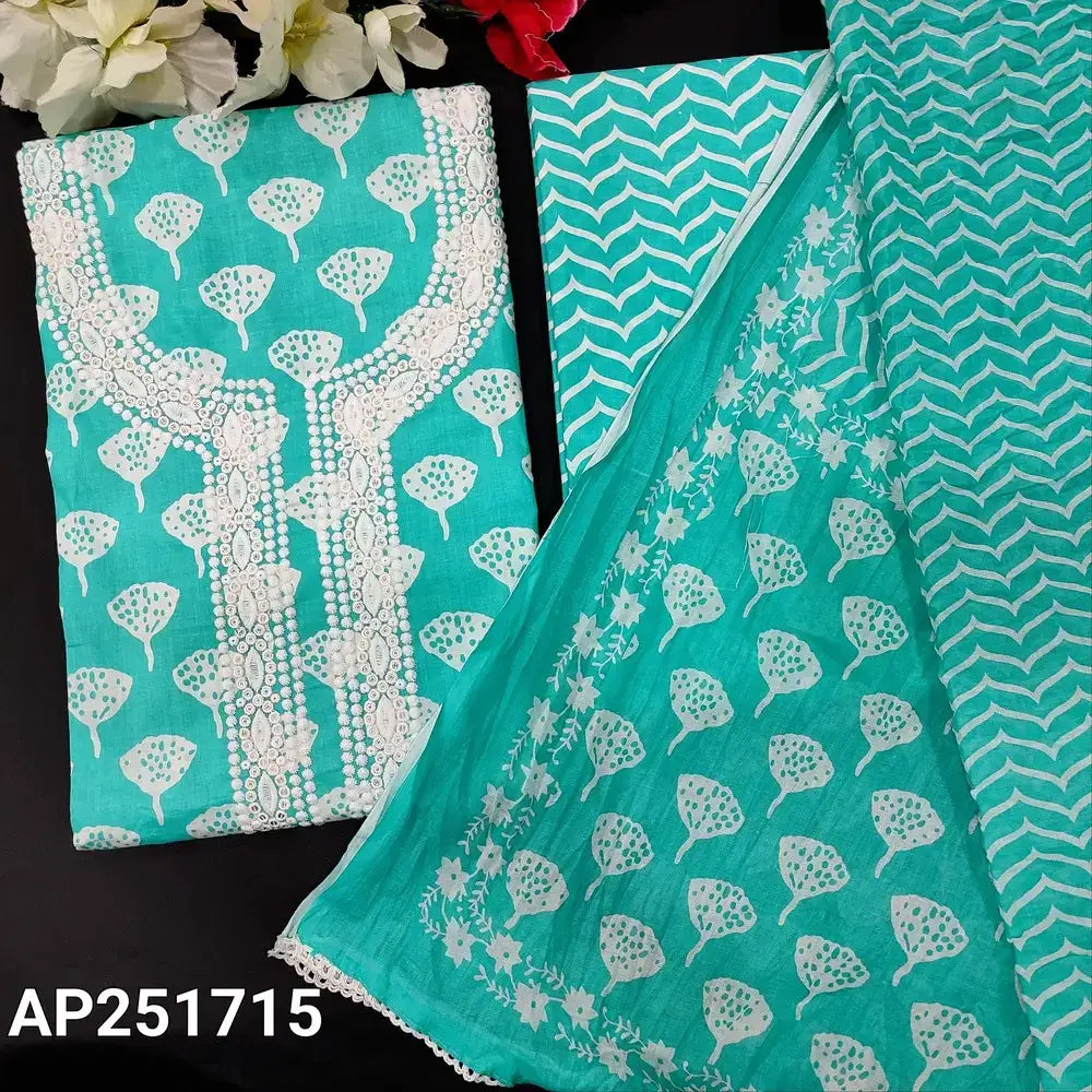 Turquoise blue printed soft cotton salwar material ap251715-Neidhal