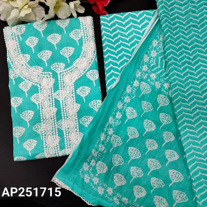 Turquoise blue printed soft cotton salwar material ap251715-Neidhal