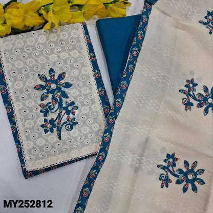 Turquoise blue printed soft cotton salwar material my252812-Neidhal