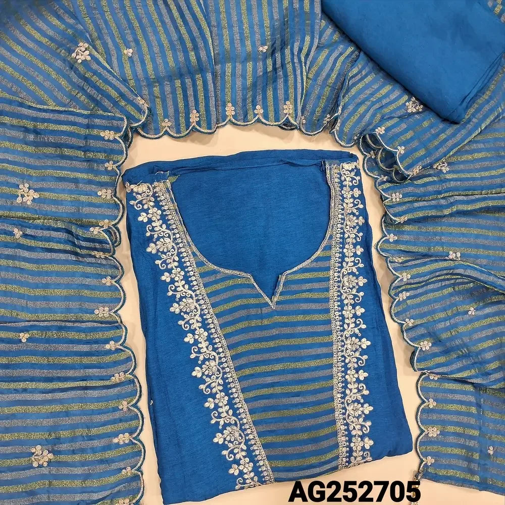 Turquoise blue pure dola silk salwar material ag252705 Neidhal
