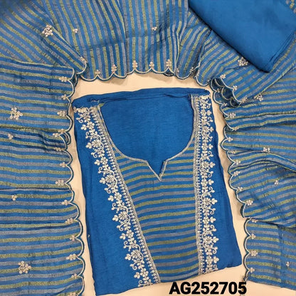 Turquoise blue pure dola silk salwar material ag252705 Neidhal