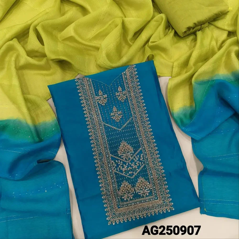 Turquoise blue silk cotton salwar material ag250907-Neidhal