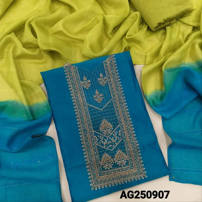 Turquoise blue silk cotton salwar material ag250907-Neidhal