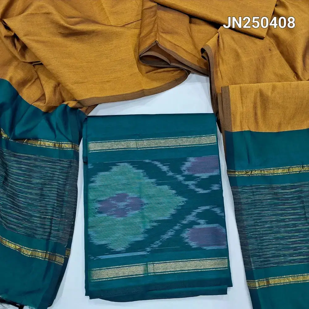 Turquoise blue silk cotton salwar material jn250408-Neidhal