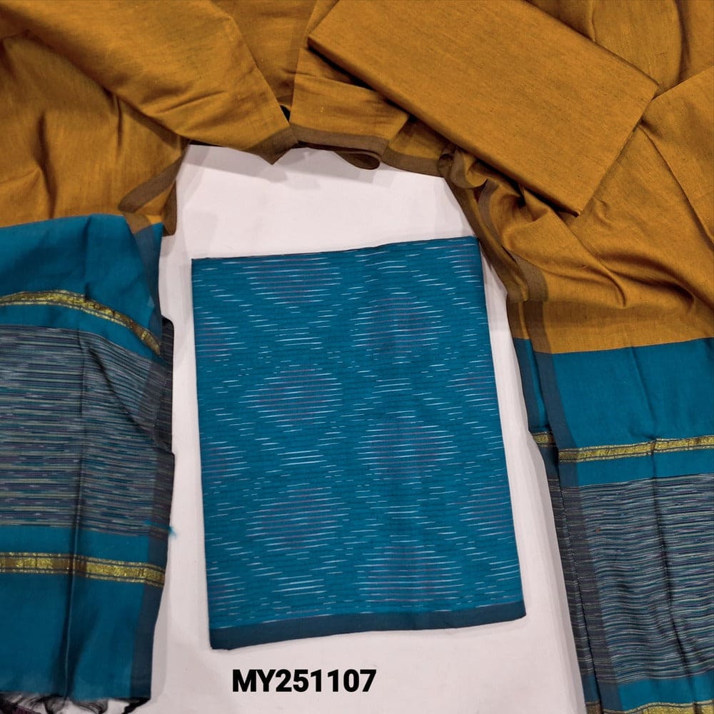 Turquoise blue silk cotton salwar material my251107-Neidhal