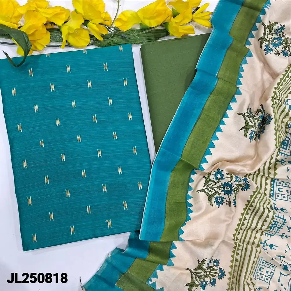Turquoise blue slub silk cotton salwar material jl250818-Neidhal