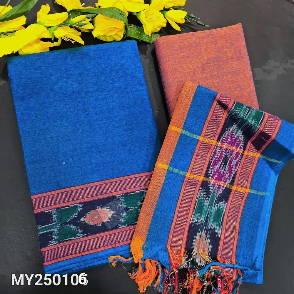 Turquoise blue south handloom cotton salwar material my250106-Neidhal