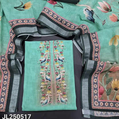 Turquoise green digital printed semi linen salwar material jl250517-Neidhal