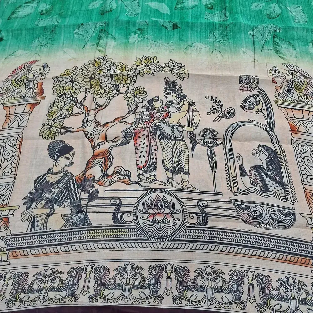 Turquoise green digital printed silk cotton salwar material jn251506-Neidhal