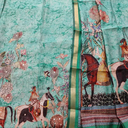 Turquoise green digital printed silk cotton salwar material mr252611-Neidhal