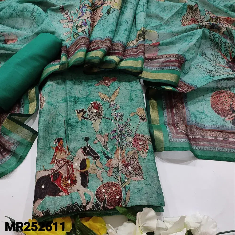 Turquoise green digital printed silk cotton salwar material mr252611-Neidhal