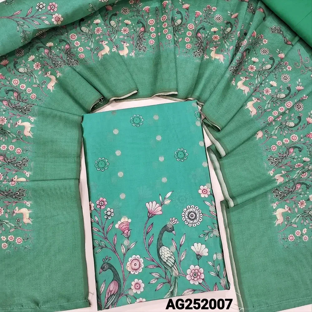 Turquoise green digital printed silk cotton salwar material ag252007 Neidhal