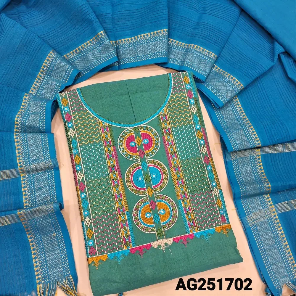 Turquoise green handloom cotton salwar material ag251702 Neidhal