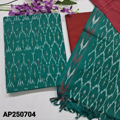 Turquoise green handloom cotton salwar material ap250704-Neidhal