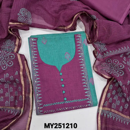 Turquoise green handloom cotton salwar material my251210-Neidhal