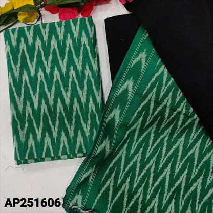 Turquoise green ikat woven handloom cotton salwar material ap251606-Neidhal