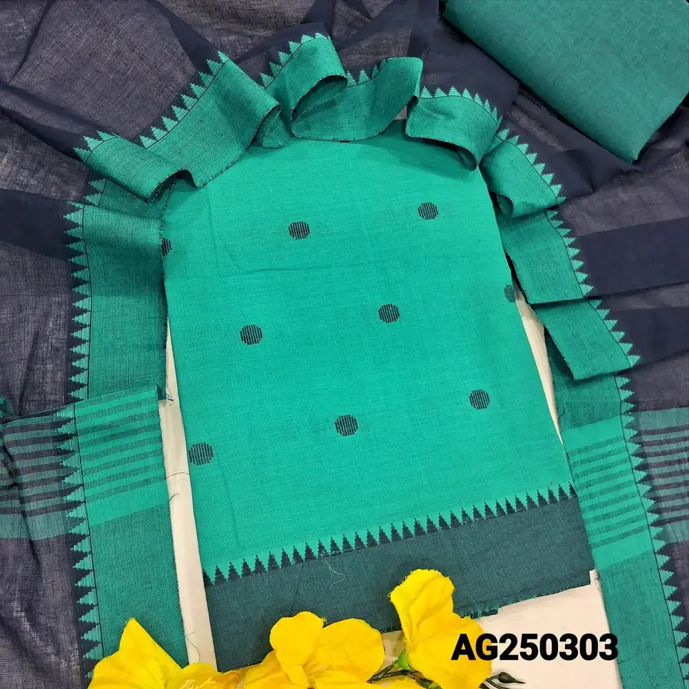Turquoise green premium handloom cotton salwar material ag250303-Neidhal