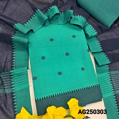 Turquoise green premium handloom cotton salwar material ag250303-Neidhal