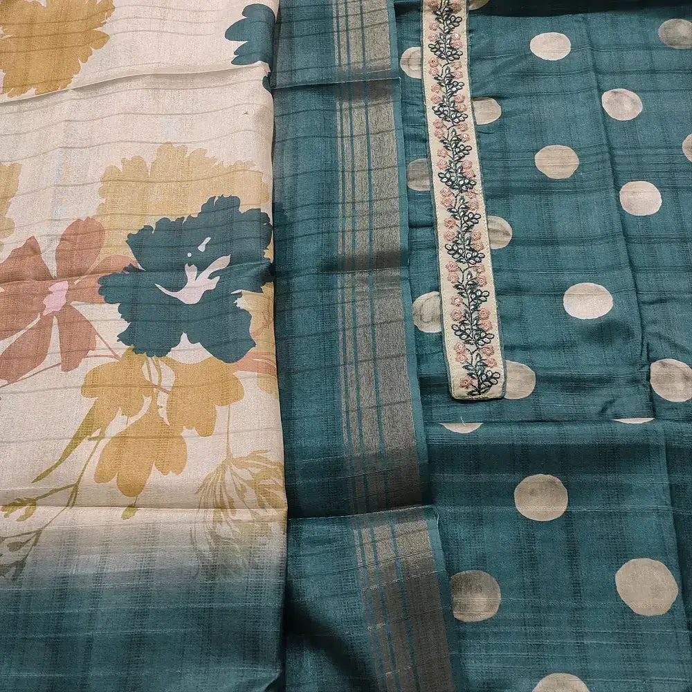 Turquoise green semi gicha salwar material mr252024-Neidhal