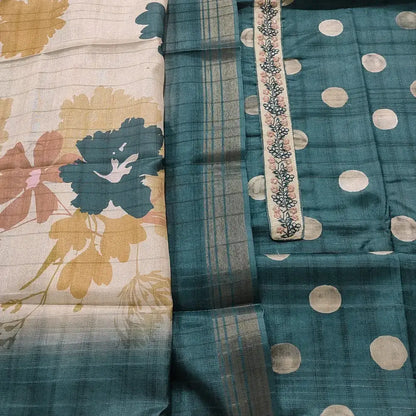 Turquoise green semi gicha salwar material mr252024-Neidhal