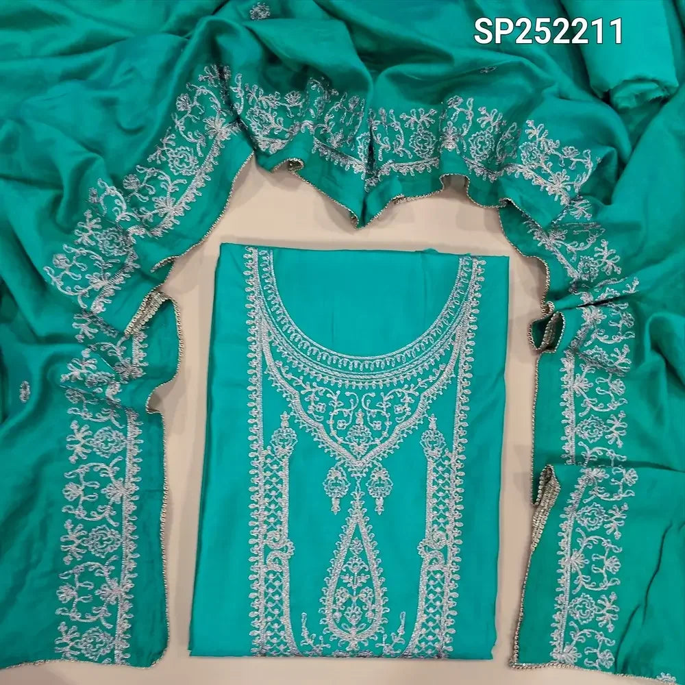 Turquoise Green silk cotton salwar material SP252211-Neidhal