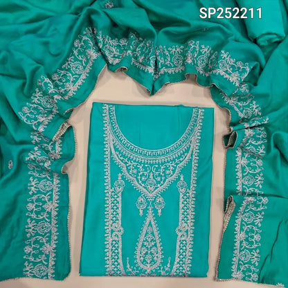Turquoise Green silk cotton salwar material SP252211-Neidhal