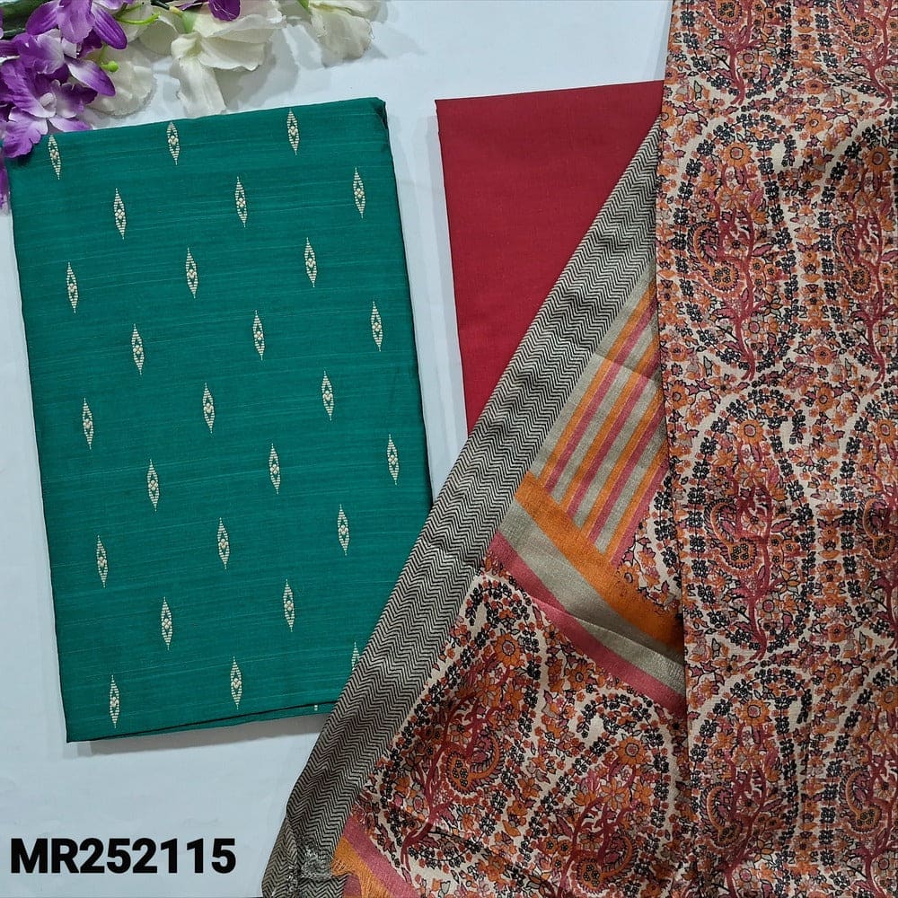 Turquoise green slub silk cotton salwar material mr252115-Neidhal