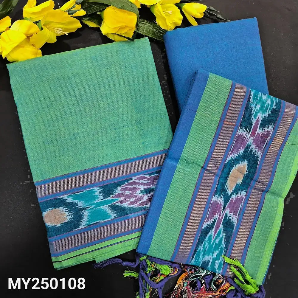 Turquoise green south handloom cotton salwar material my250108-Neidhal