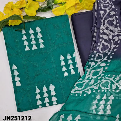 Turquoise green wax batik cotton salwar material jn251212-Neidhal