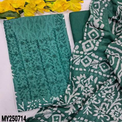 Turquoise green wax batik jakard cotton salwar material my250714-Neidhal