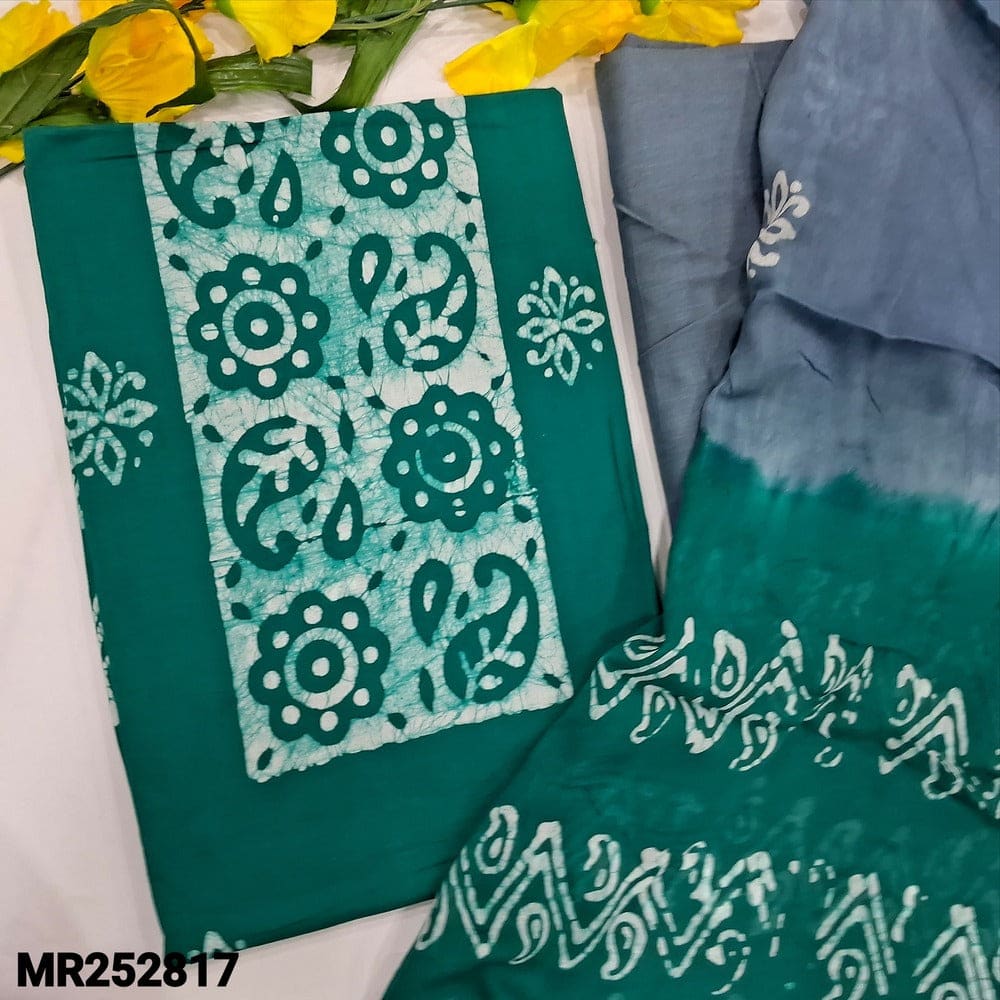 Turquoise green wax batik soft cotton salwar material my252817-Neidhal