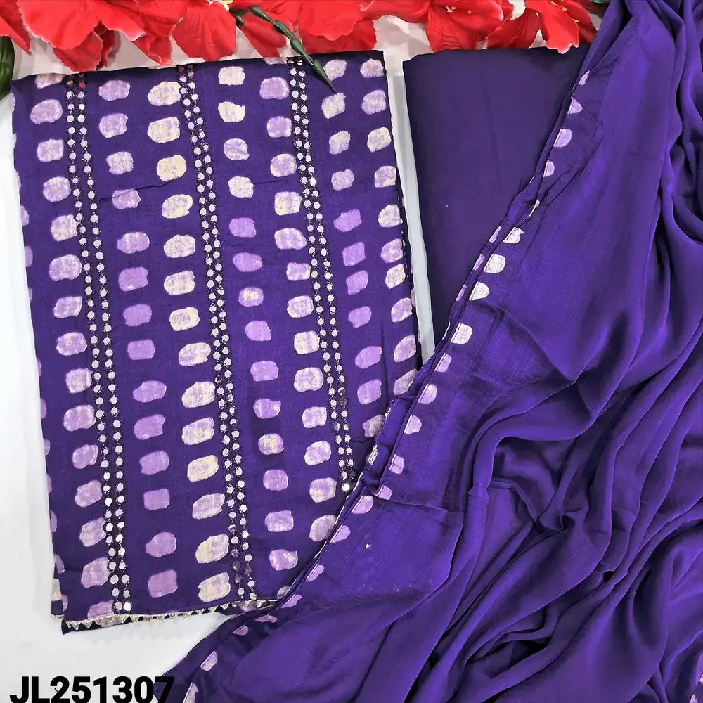 Violet printed satin cotton salwar material jl251307-Neidhal