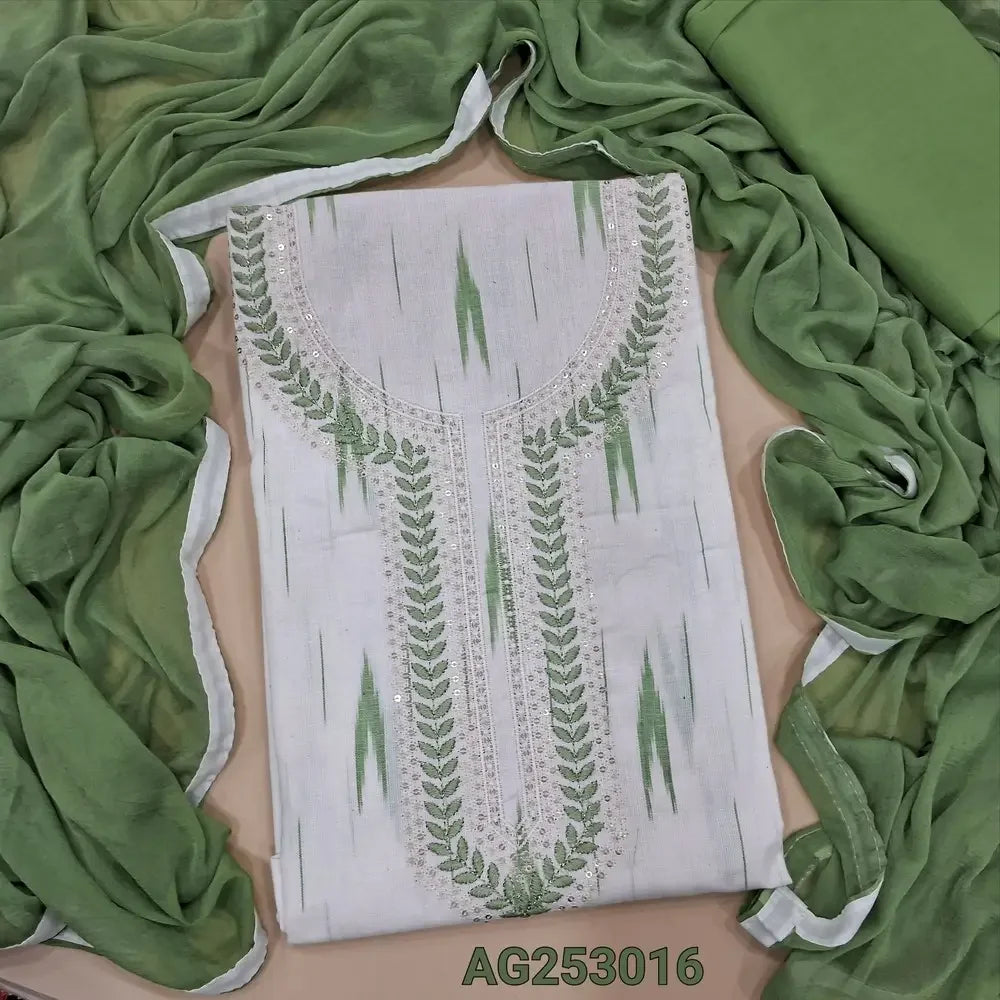 White base ikat woven soft cotton salwar material ag253016 Neidhal