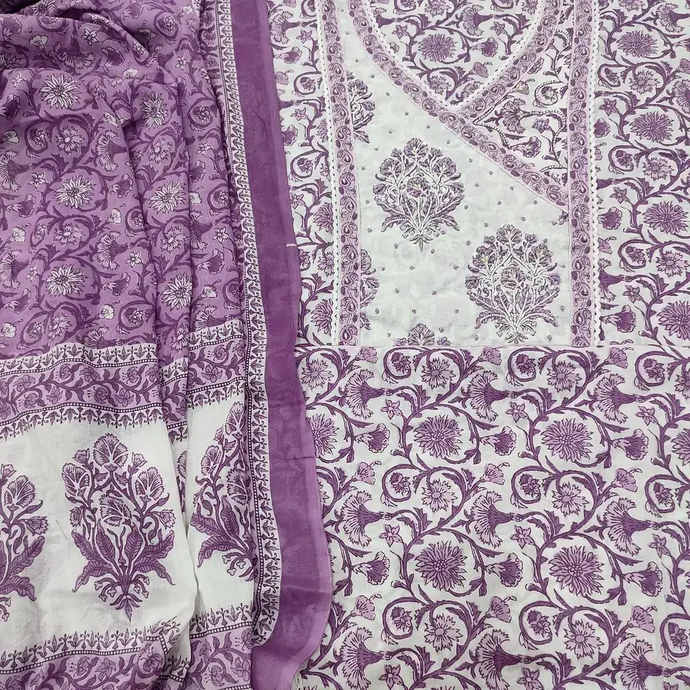 White block printed cotton salwar material ap252401-Neidhal
