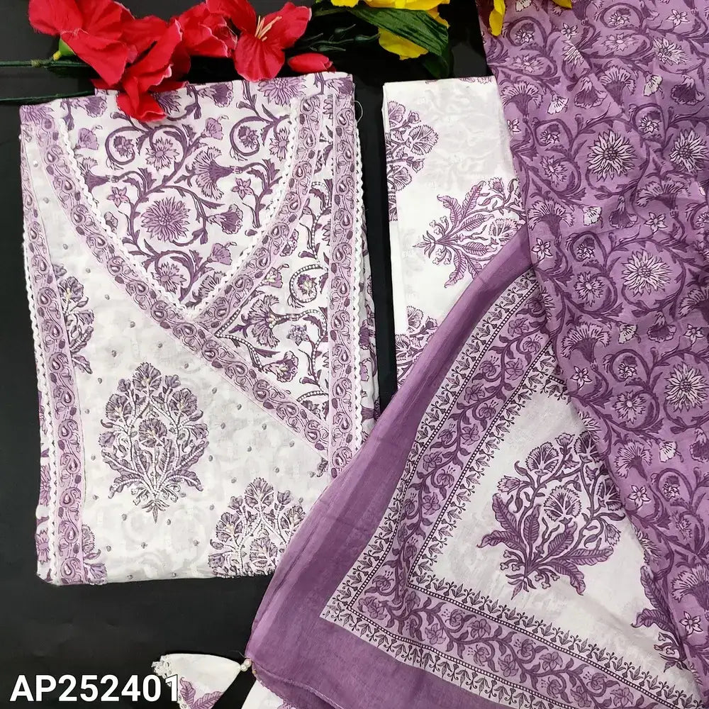 White block printed cotton salwar material ap252401-Neidhal