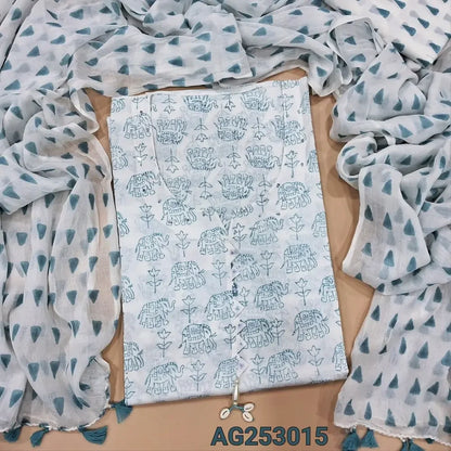 White block printed premium cotton salwar material ag253015 Neidhal