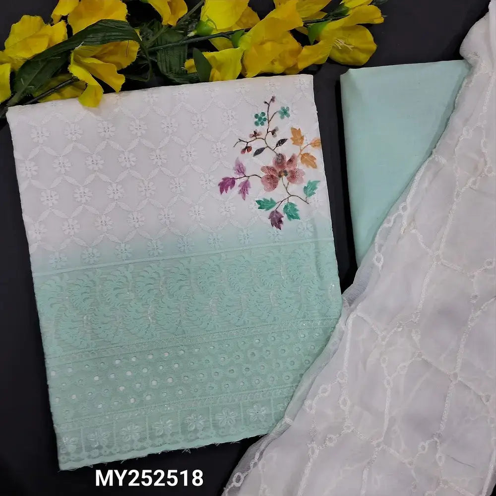 White chikankari embroidered printed cotton salwar material my252518-Neidhal