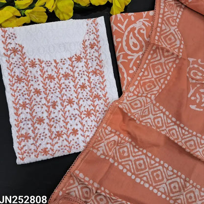 White chikankari embroidered pure cotton salwar material jn252808-Neidhal