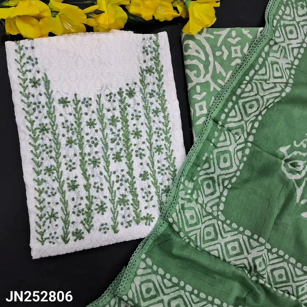 White chikankari embroidered pure cotton salwar material jn252806-Neidhal