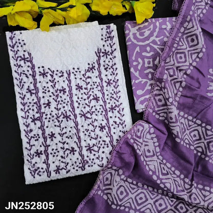 White chikankari embroidered pure cotton salwar material jn252805-Neidhal