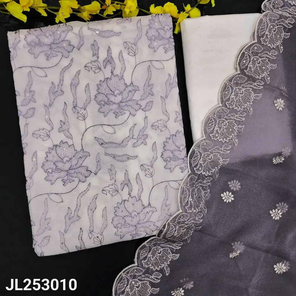 White crinkled chiffon salwar material jl253010-Neidhal