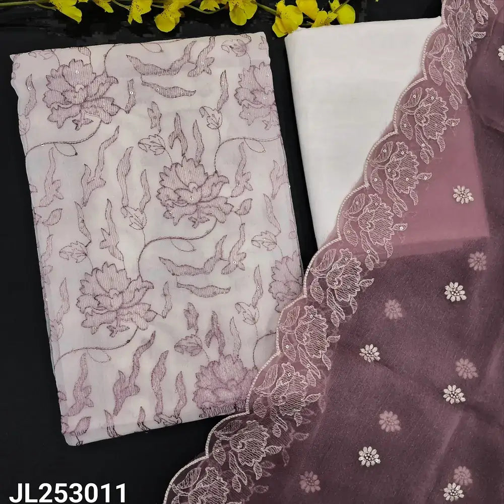 White crinkled chiffon salwar material jl253011-Neidhal