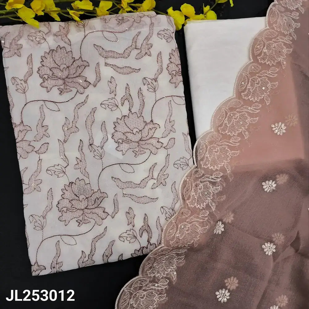 White crinkled chiffon salwar material jl253012-Neidhal