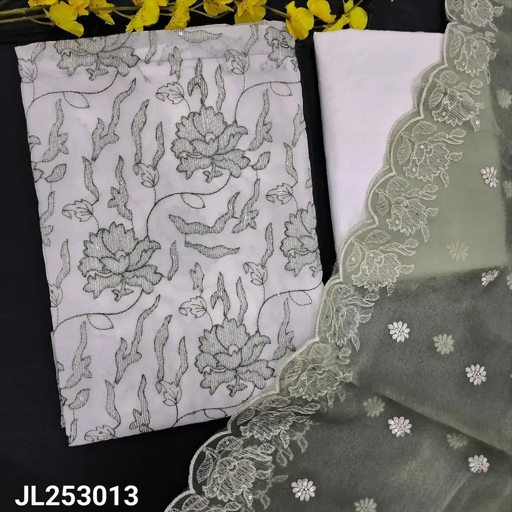 White crinkled chiffon salwar material jl253013-Neidhal