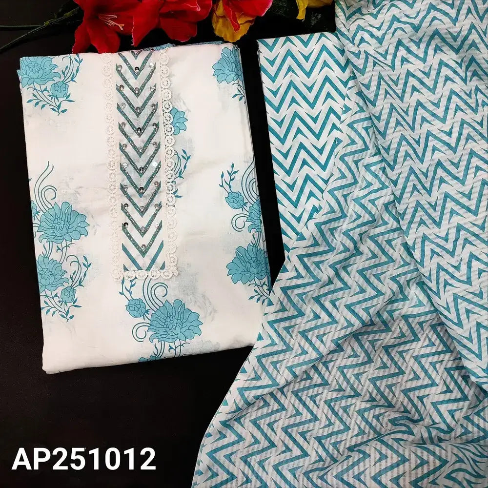 White floral printed cotton salwar material ap251012-Neidhal