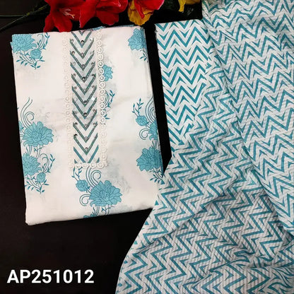 White floral printed cotton salwar material ap251012-Neidhal