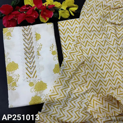 White floral printed cotton salwar material ap251013-Neidhal