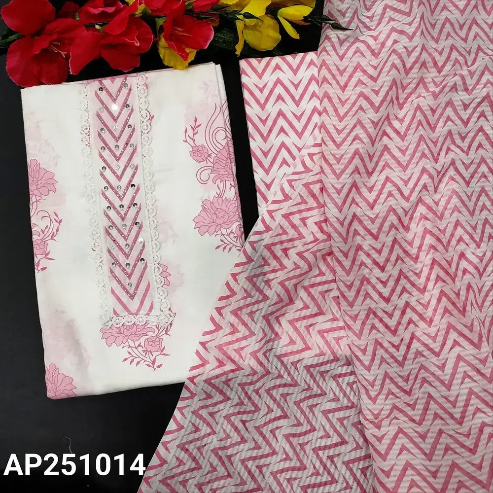 White floral printed cotton salwar material ap251014-Neidhal